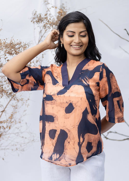 Batik V neck top