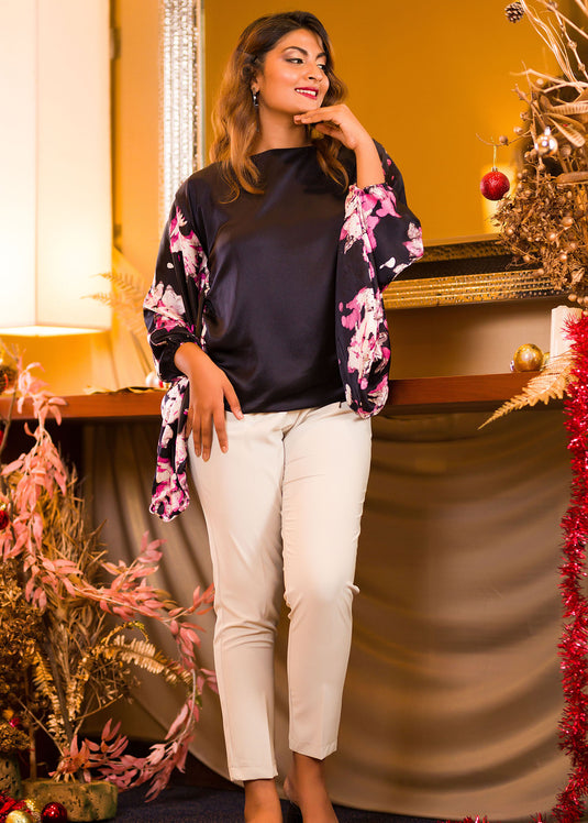 Floral Detail Puff Sleeve Blouse