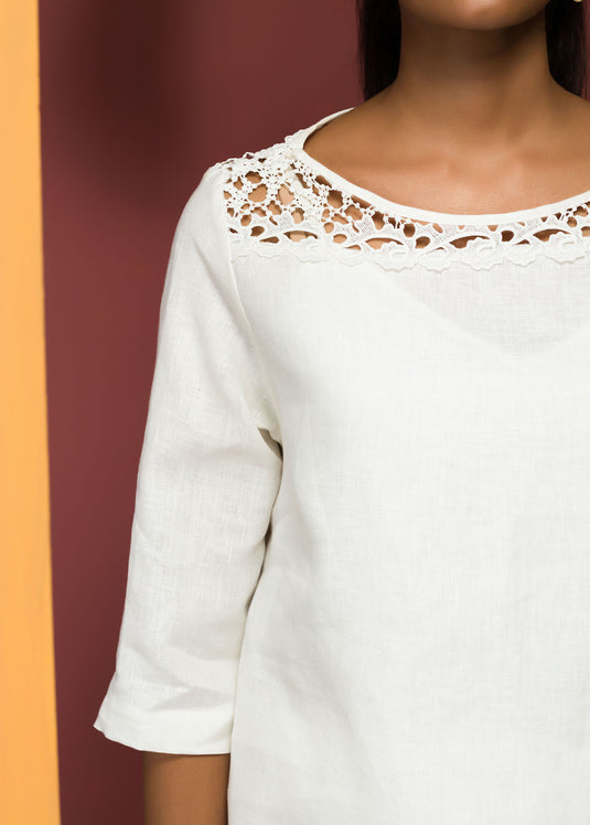 Lace Detail L/S Blouse