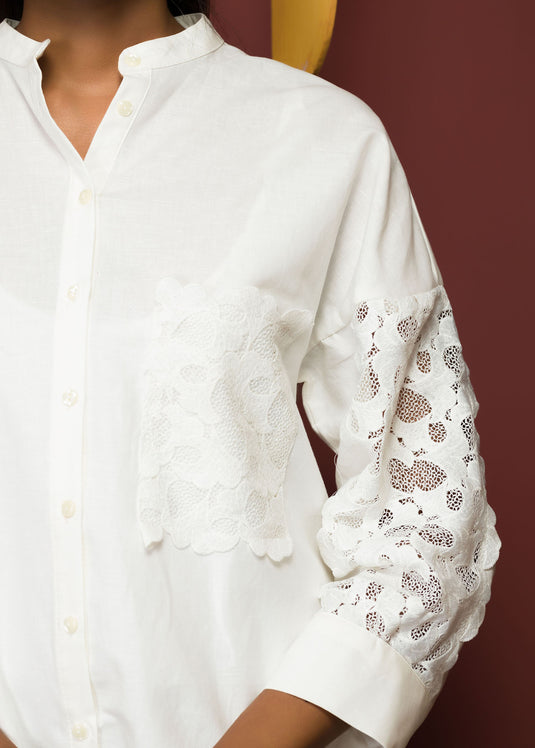 Patchwork Lace Shirt Dress