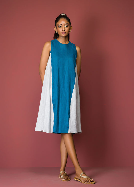 Sleeveless Colour Block Tent Dress