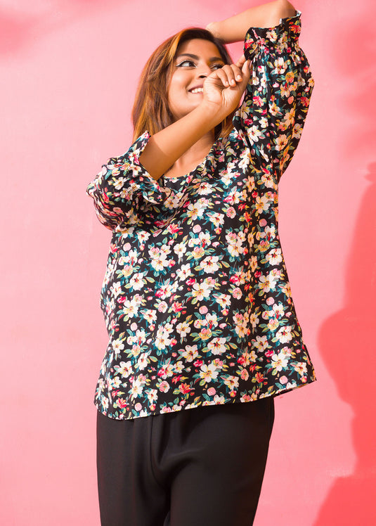 Floral Print L/S Blouse