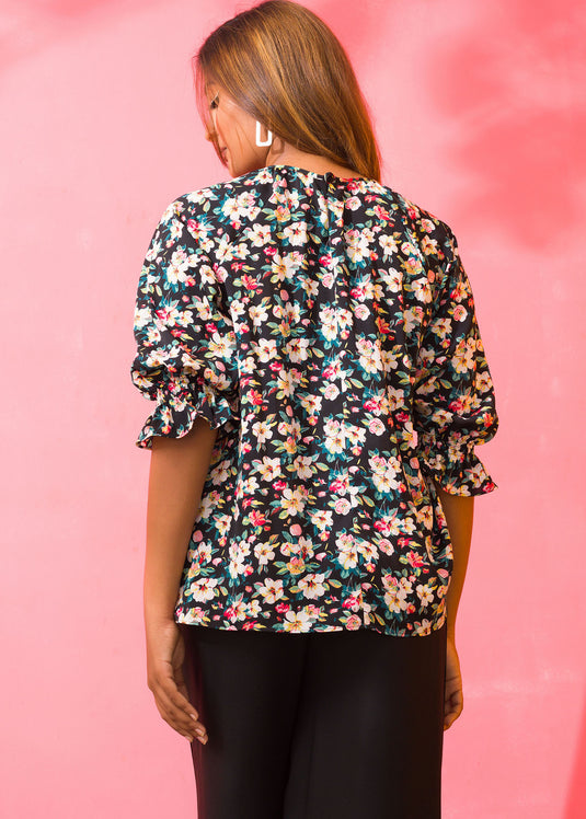 Floral Print L/S Blouse