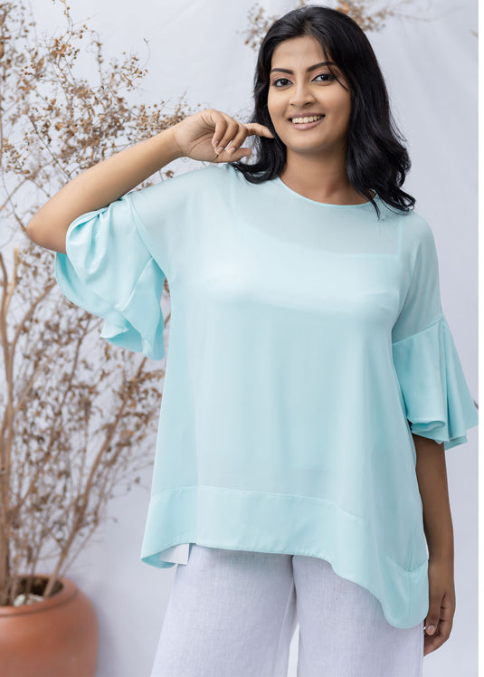 Flounce sleeve detailed blouse