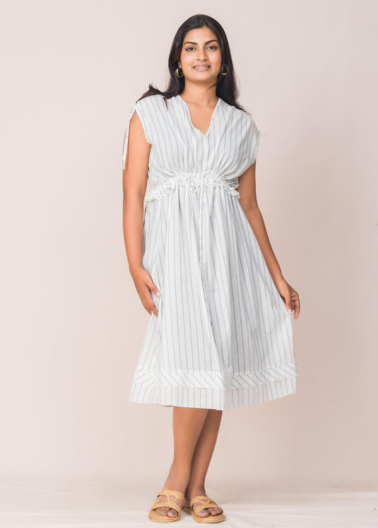 Frill detailed front tie-up dress