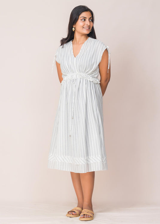 Frill detailed front tie-up dress