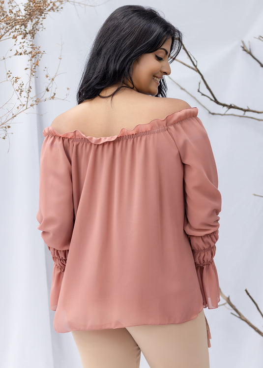 Twisted sleeve detailed off-shoulder blouse