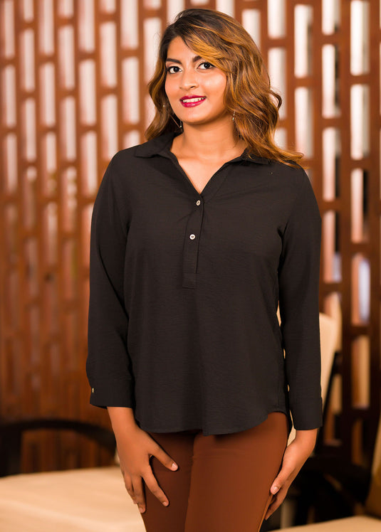 Solid Collar Shirt (Black)