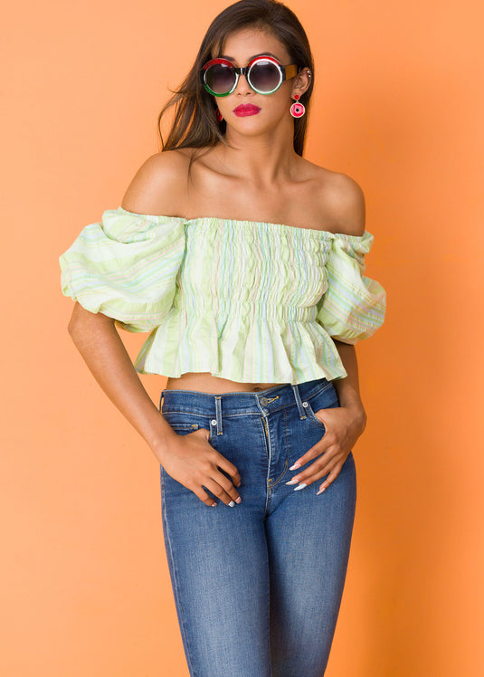 Smocked Off Shoulder Top