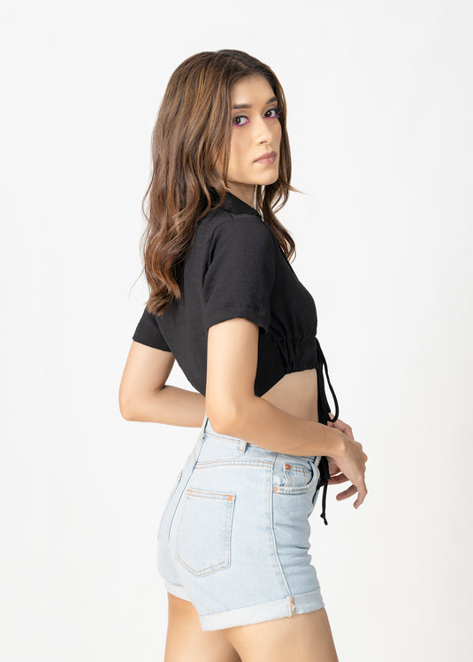 Front tie-up crop top