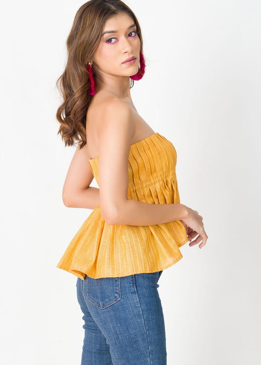 Pleated crop top | YEL